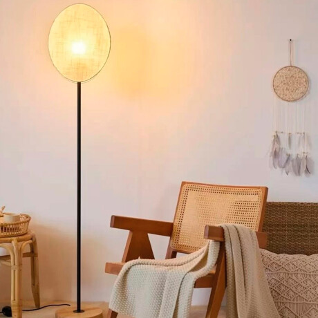 Lámpara De Pie Madera Pantalla Tela Beige Estilo Nórdico Beige