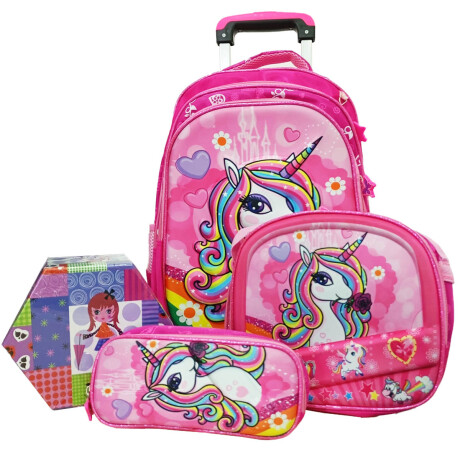 Set X3 Mochila C/Carro + Bolso + Cartuchera P Niño + Set Escolar Mch012004-m1