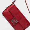 Cartera al hombro Signature en cuero graneado Rojo