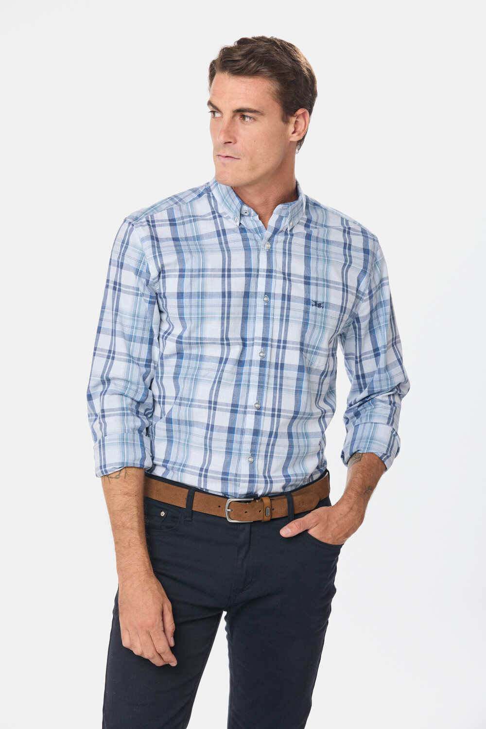 CAMISA A CUADROS Marino
