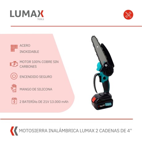 Motosierra Inalámbrica Lumax 2 Cadenas De 6'' + 2 Baterías Motosierra Inalámbrica Lumax 2 Cadenas De 6'' + 2 Baterías
