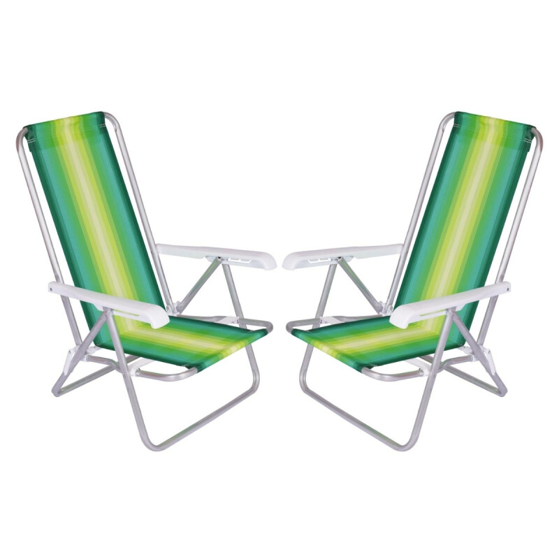 Set x2 Silla reclinable 4 posiciones aluminio VERDE