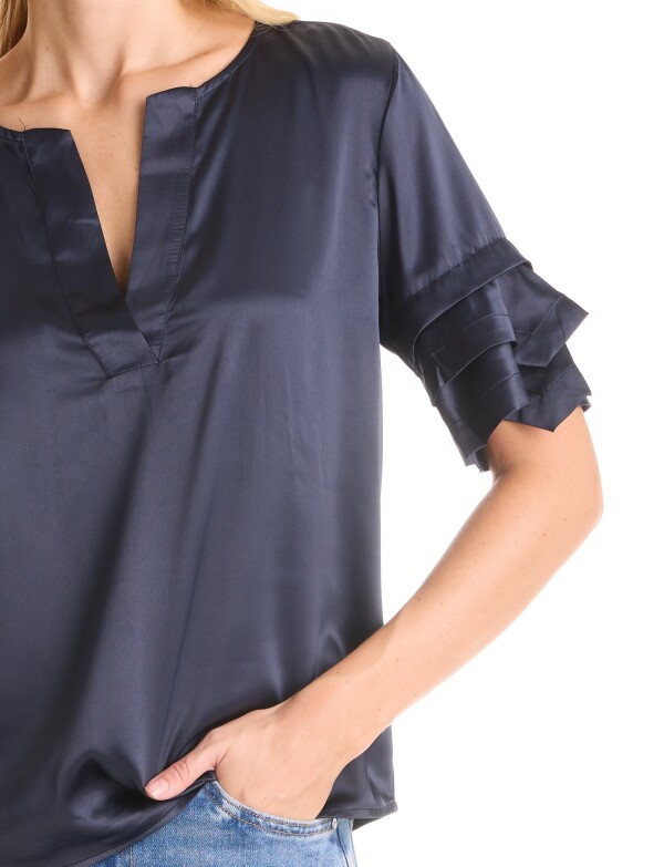 Blusa Saten Volados AZUL