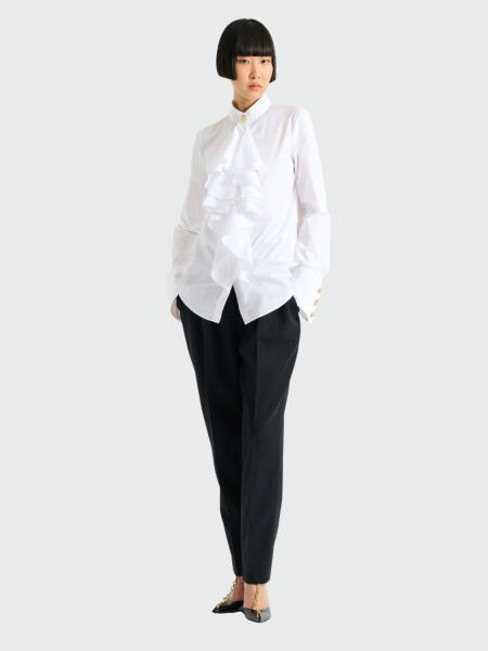 BALMAIN - SHIRT RUFFLED POPLIN Blanco