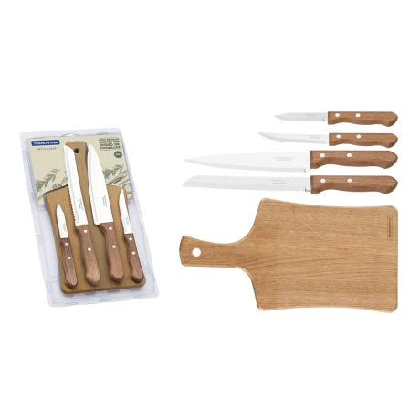 Set Tramontina Dynamic 4 Cuchillos con Tabla 22399/018 001