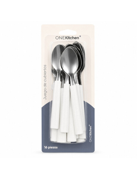 JUEGO DE CUBIERTOS 16PZAS MANGO PLASTICO BLANCO JUEGO DE CUBIERTOS 16PZAS MANGO PLASTICO BLANCO