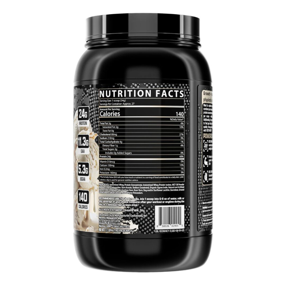100% Whey Protein Vanilla | Proteína de Suero | 2 lb - Nutrex 100% Whey Protein Vanilla | Proteína de Suero | 2 lb - Nutrex