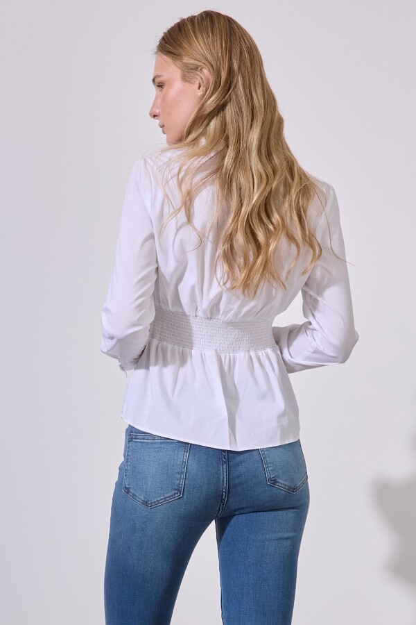 Camisa Algodon Frunce BLANCO