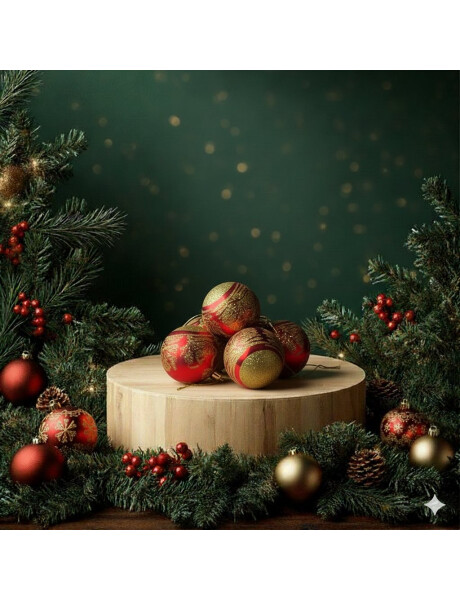 ESFERA DECORADA C/GLITTER 6CM X 6 UNIDADES ROJO ESFERA DECORADA C/GLITTER 6CM X 6 UNIDADES ROJO