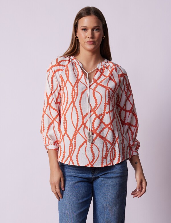 Blusa Cordel Printed MULTI/ANARANJADO