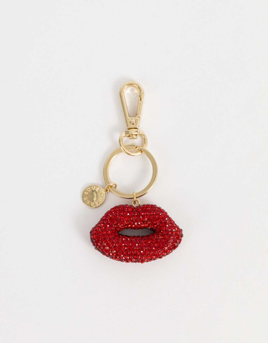 Llavero Y Charm Boca Con Strass - Rojo Oscuro 