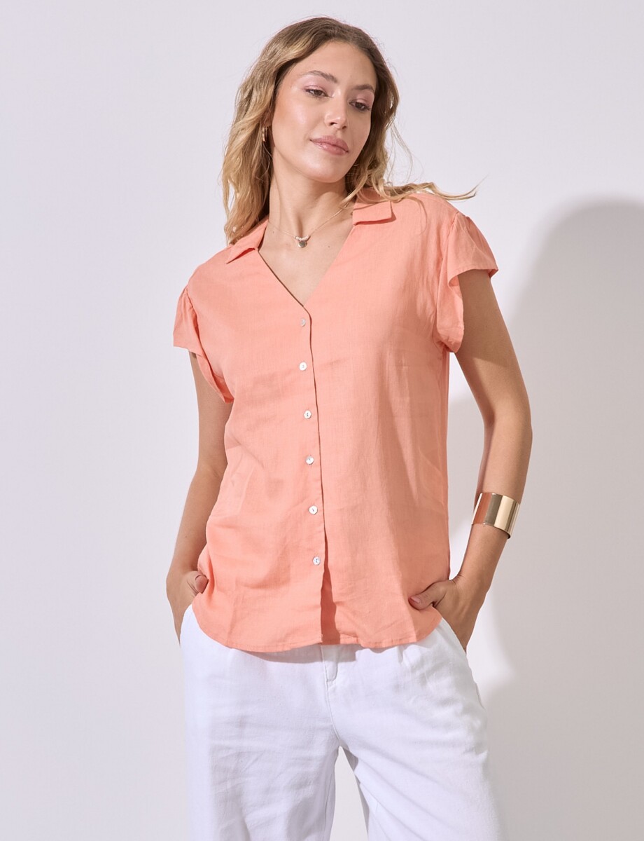Camisa Lino - Coral 