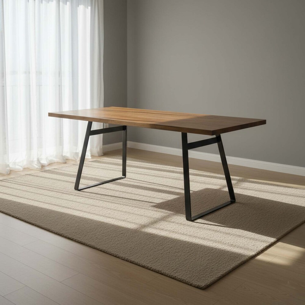 MESA DE COMEDOR MADERA-Y-METAL MARRON YORK