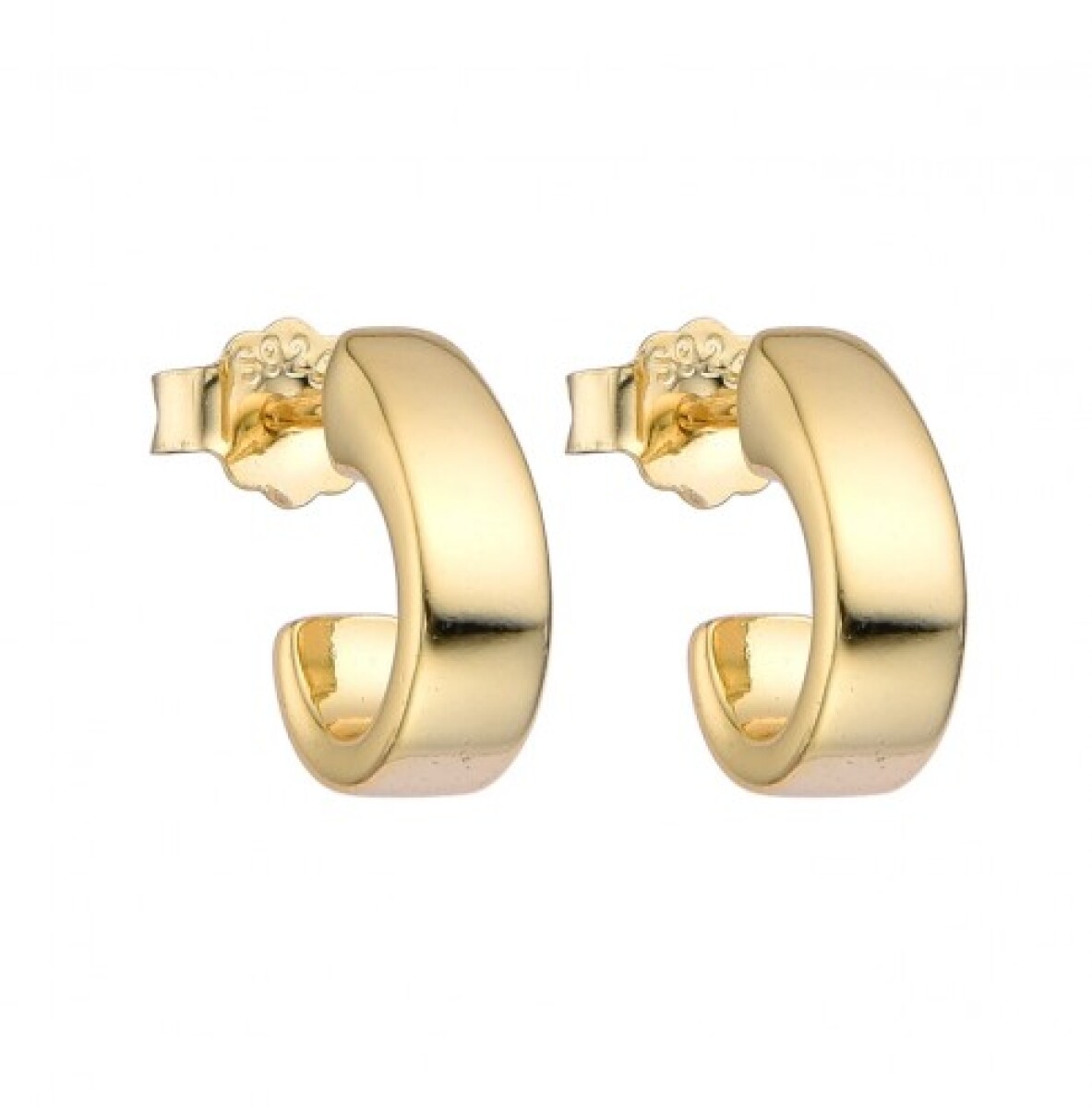 Par de aros de plata 925 con bsño de oro amarillo. 