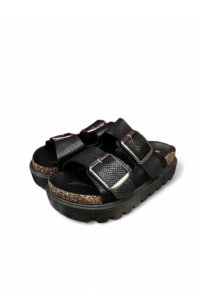 SANDALIA BETTINA SUPER 2 HEBILLAS BT107 Negro