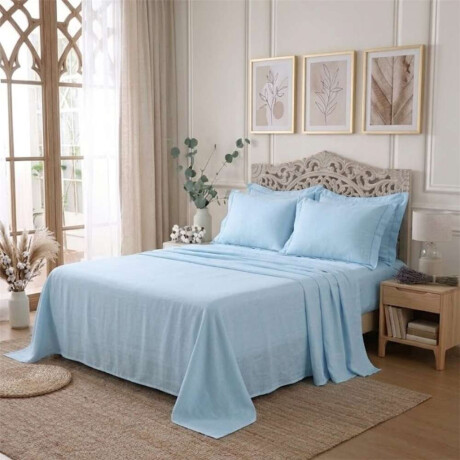 Jgo Sabana Alg 144H King 180X200+35Cm Azul