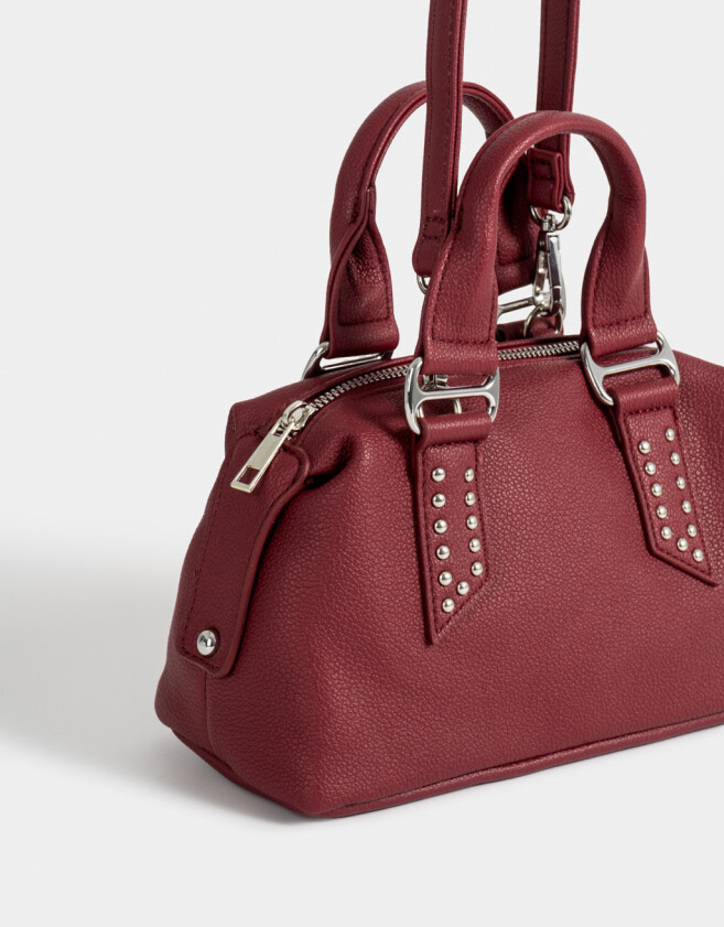 Bowling Noche Cartera Bowling Con Tachas - Rojo Burdeaux