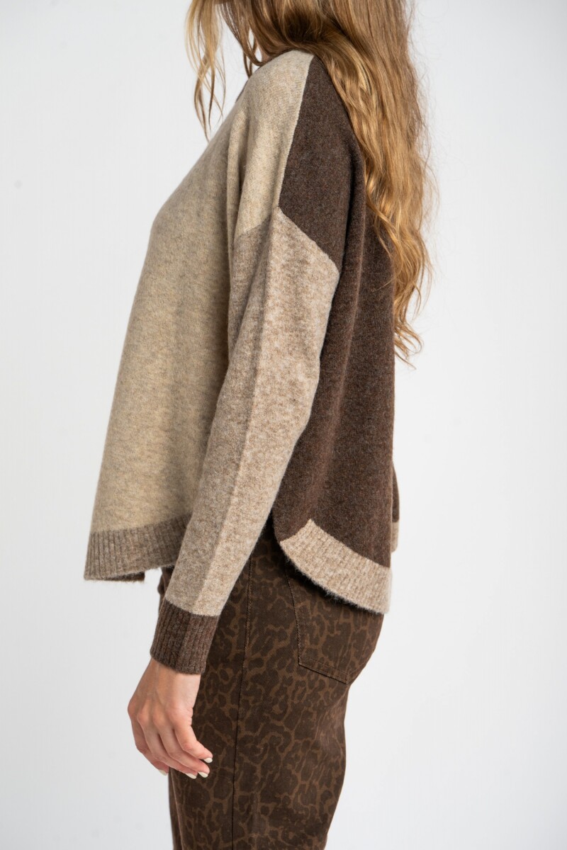 Sweater Color Block Marrón
