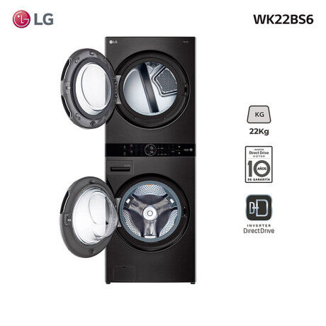 Torre de lavado y secado LG WK22BS6 22 Kg Negro