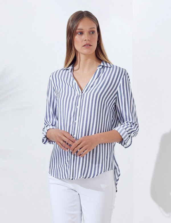 Camisa Lineas AZUL/BLANCO