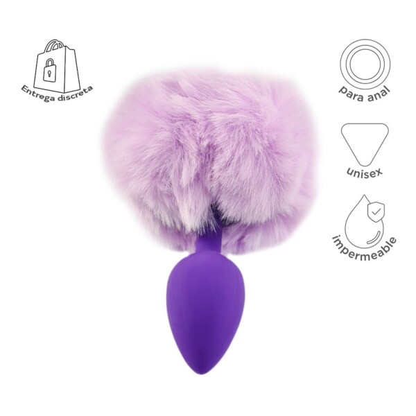 Plug Anal Pompon Conejita Consolador Estimulador Talle L Color Variante Lila violeta