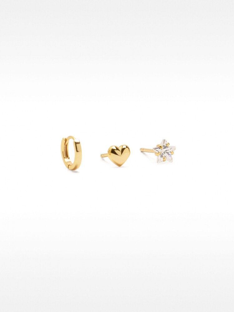 Set De Pendientes Con Circonitas - Plata De Ley 925 dorado