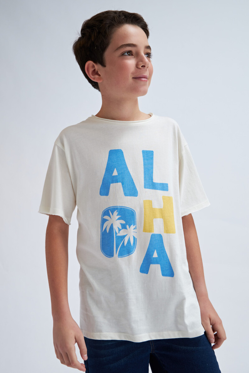 Camiseta manga corta Aloha- Blanco