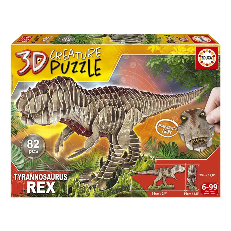 Juego De Mesa Puzzle 3d Educa Dinosaurio T-rex 82pc Juego De Mesa Puzzle 3d Educa Dinosaurio T-rex 82pc