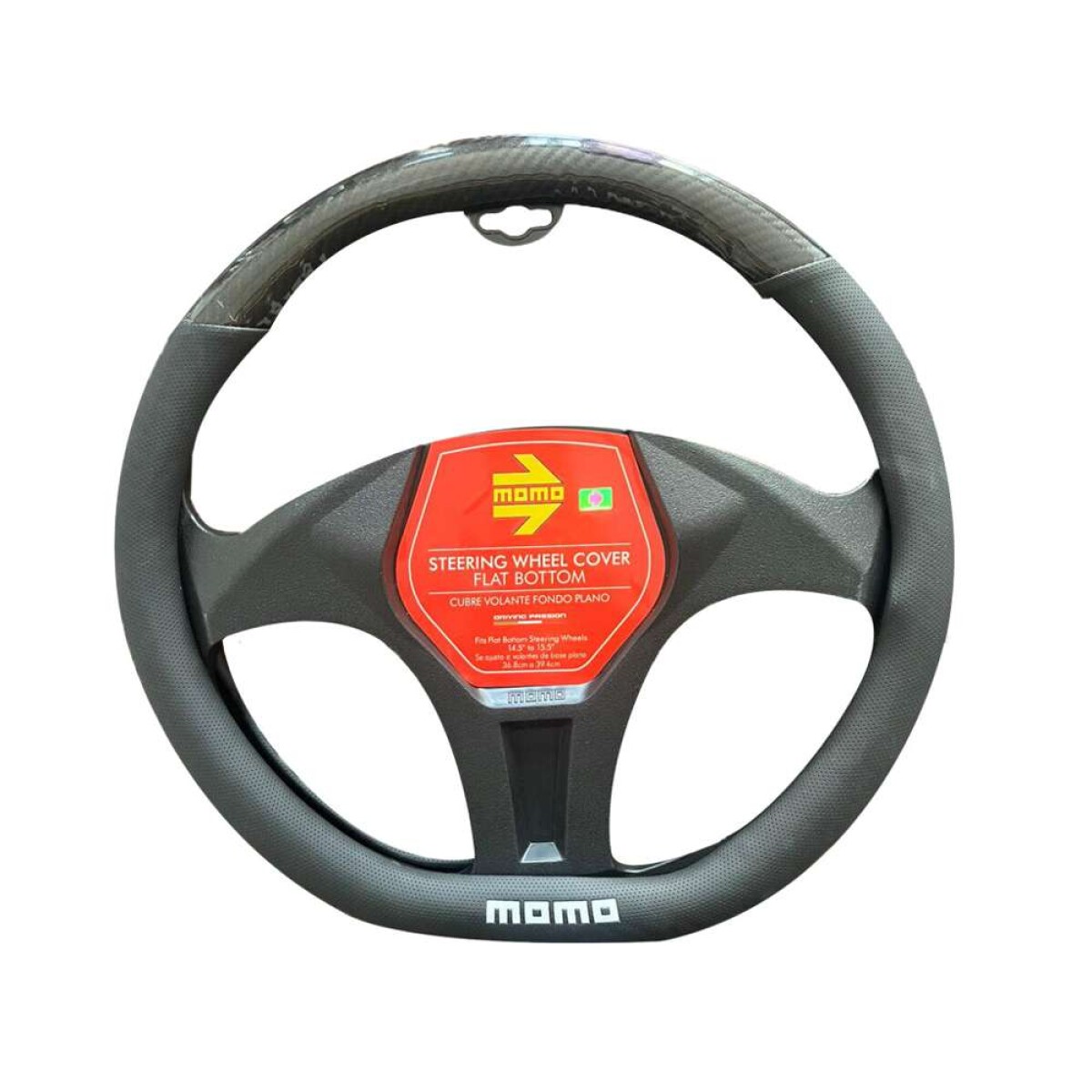 Cubre Volante Momo Auto Base Plana - Negro Con Gris 