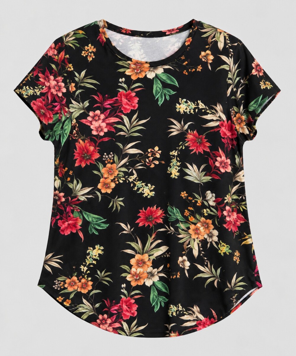 Remera Ruperta - Negra flor grande 