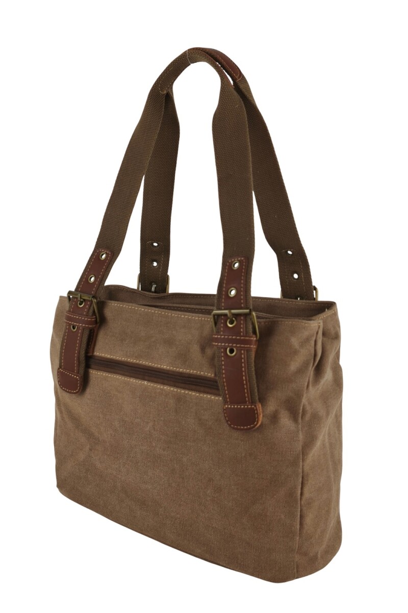 Cartera lona doble cierre Marrón