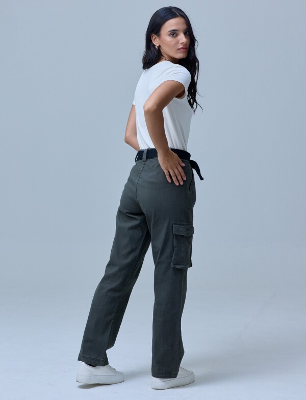 Pantalon Cargo Cinto OLIVA