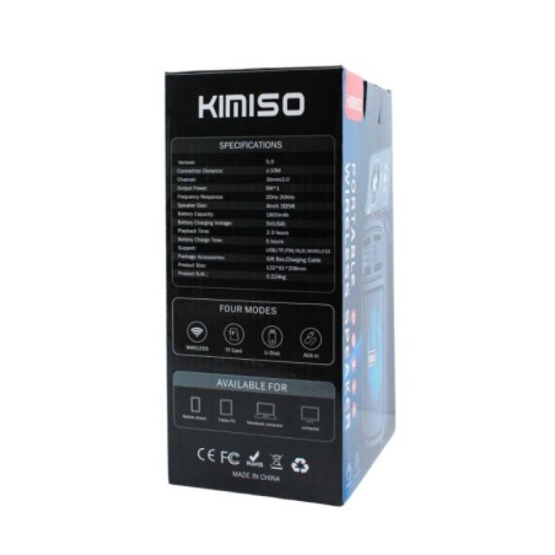 PARLANTE BLUETOOTH KIMISO 1001 ILUMINADO FM USB PARLANTE BLUETOOTH KIMISO 1001 ILUMINADO FM USB