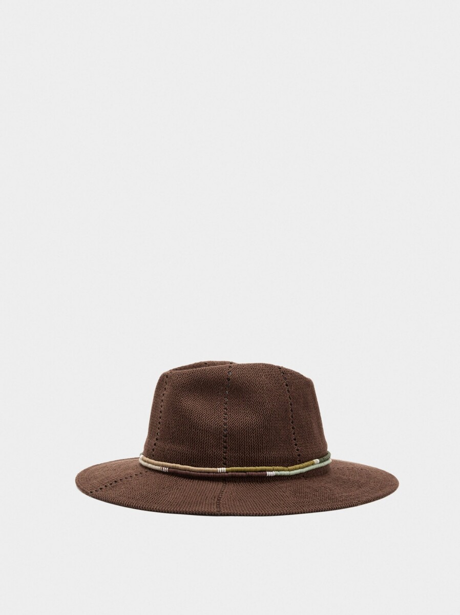 Sombrero De Punto Con Detalle De Cuentas - marron 