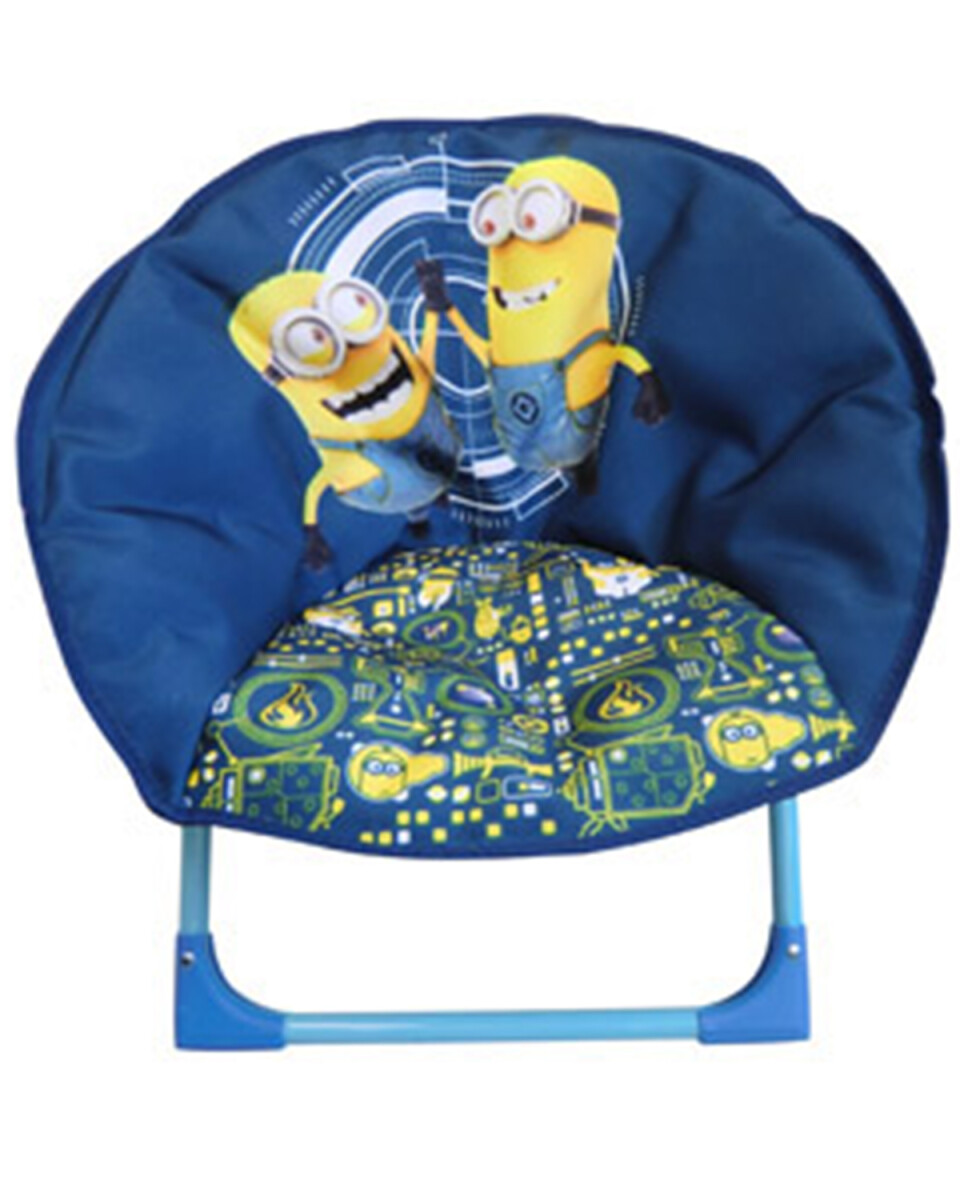 Silla plegable infantil metálica tipo honguito con estampado de personajes - MINIONS AZUL 