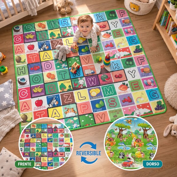 Alfombra Reversible Antigolpes para Bebes o Niños de 1,80 x 1,50m Alfombra Reversible Antigolpes para Bebes o Niños de 1,80 x 1,50m