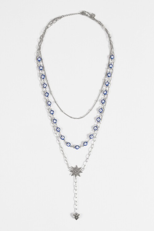 Collar acero ojitos plateado