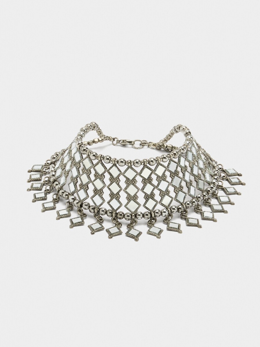 Choker De Rombos Espejo - plateado 