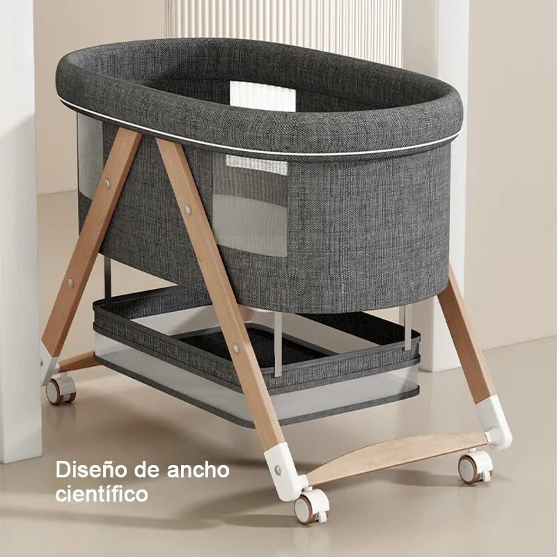 Cuna Moisés Plegable Regulable Para Bebe Gris Oscuro