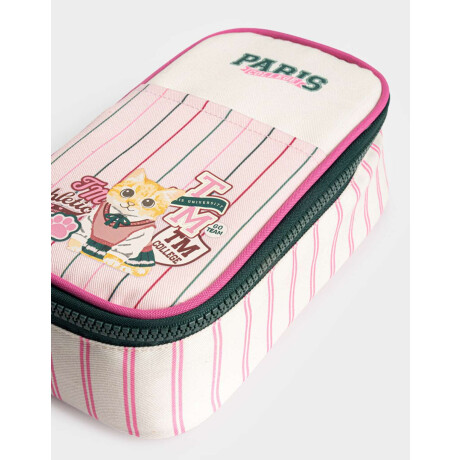 Cartuchera De Canva Estampado Con Bolsillo Y Divisiones Combinacion Multicolor