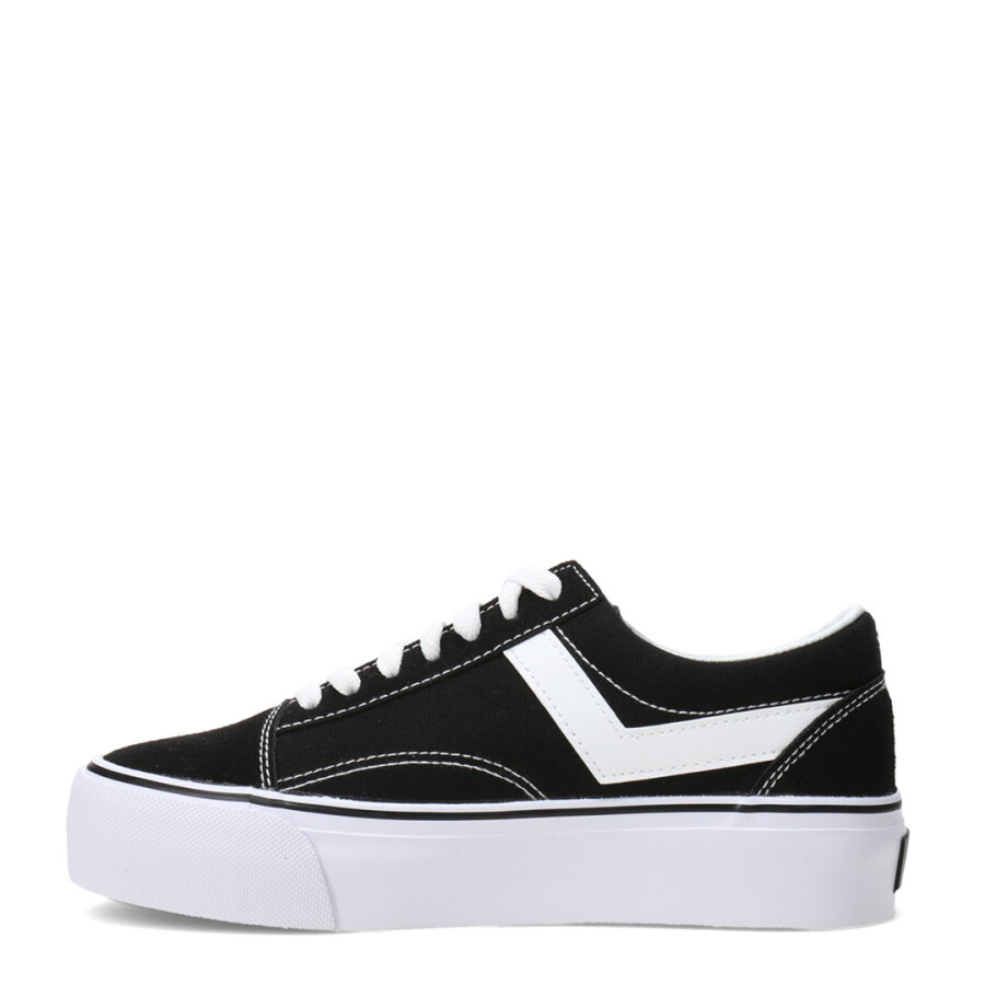 Championes de Mujer PONY Plataforma Casual Negro - Blanco