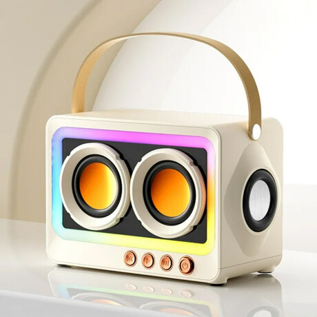 Parlante portátil Bluetooth con luces LED Beige