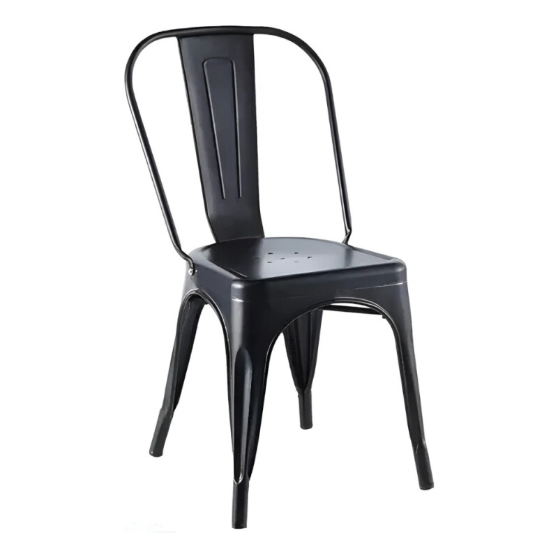 Silla Tolix Reforzada Interior/exterior Metalica Comedor Negro