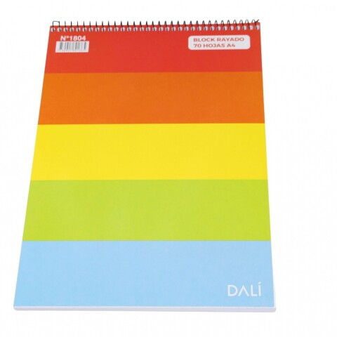 BLOCK DALI A4 CON ESPIRAL RAYADO TAPA ARCOIRIS
