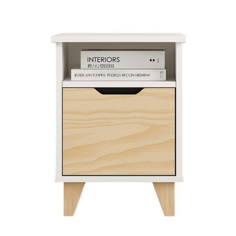 Mesas De Luz Melaminico 18mm Madera Nórdica Dormitorio Blanco