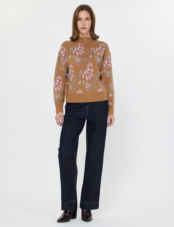 Buzo Zip Cuello Alto TOSTADO/MULTI