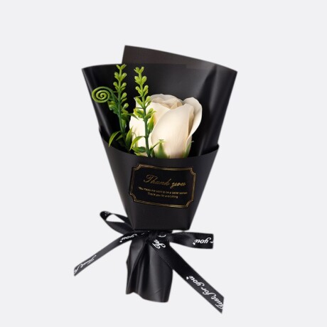 Detalle Flor De Regalo - Jabón En Mini Ramo Negro Rosa Blanca