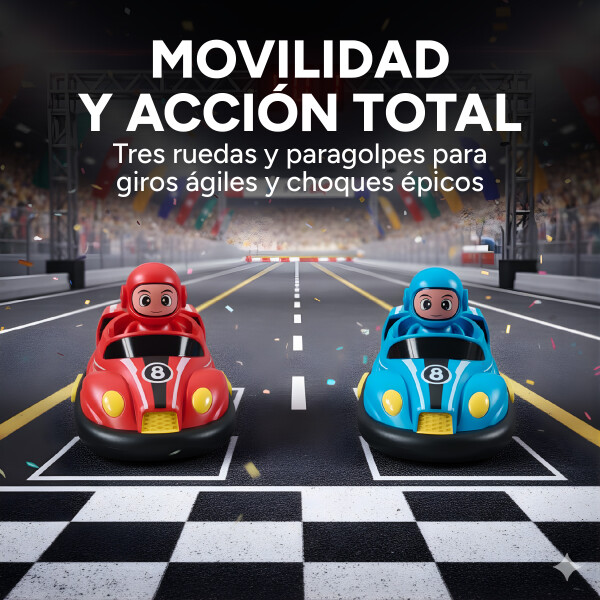 Auto Control Remoto Autitos Chocadores Go Karts Con Sonido Color Rojo y Azul