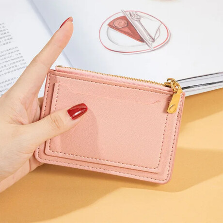 Monedero tarjetero de cuerina Rosado