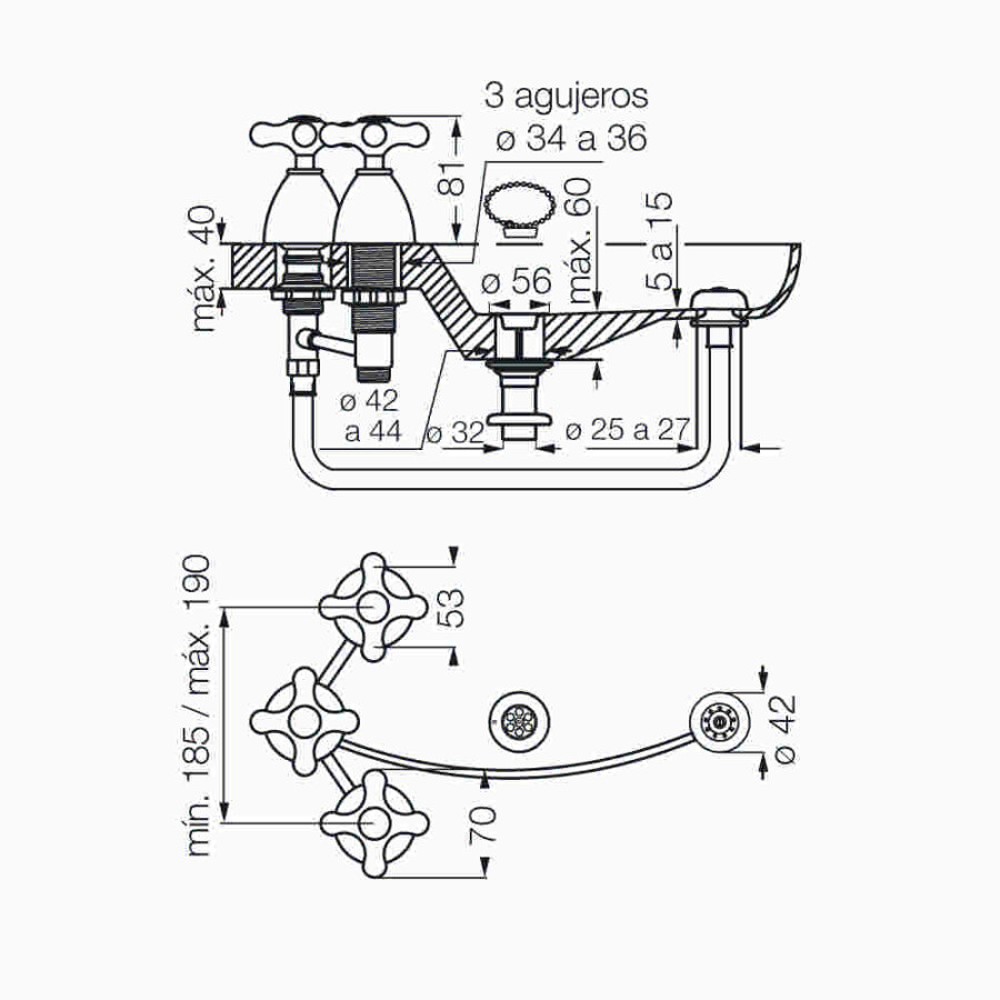 Grifería para Bidet Bimando con Transferencia y Desborde Cromado Linea Margot Grifería para Bidet Bimando con Transferencia y Desborde Cromado Linea Margot